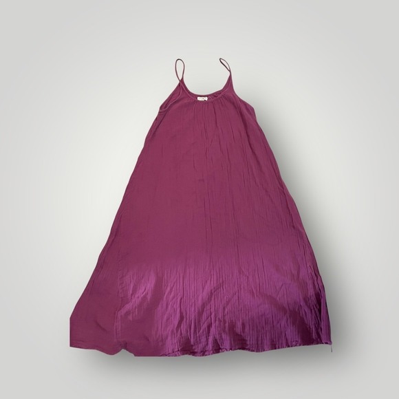 Natural Life Purple Gauze Midi Dress Medium Sleeveless Boho Frayed Hem Womens - Picture 2 of 7